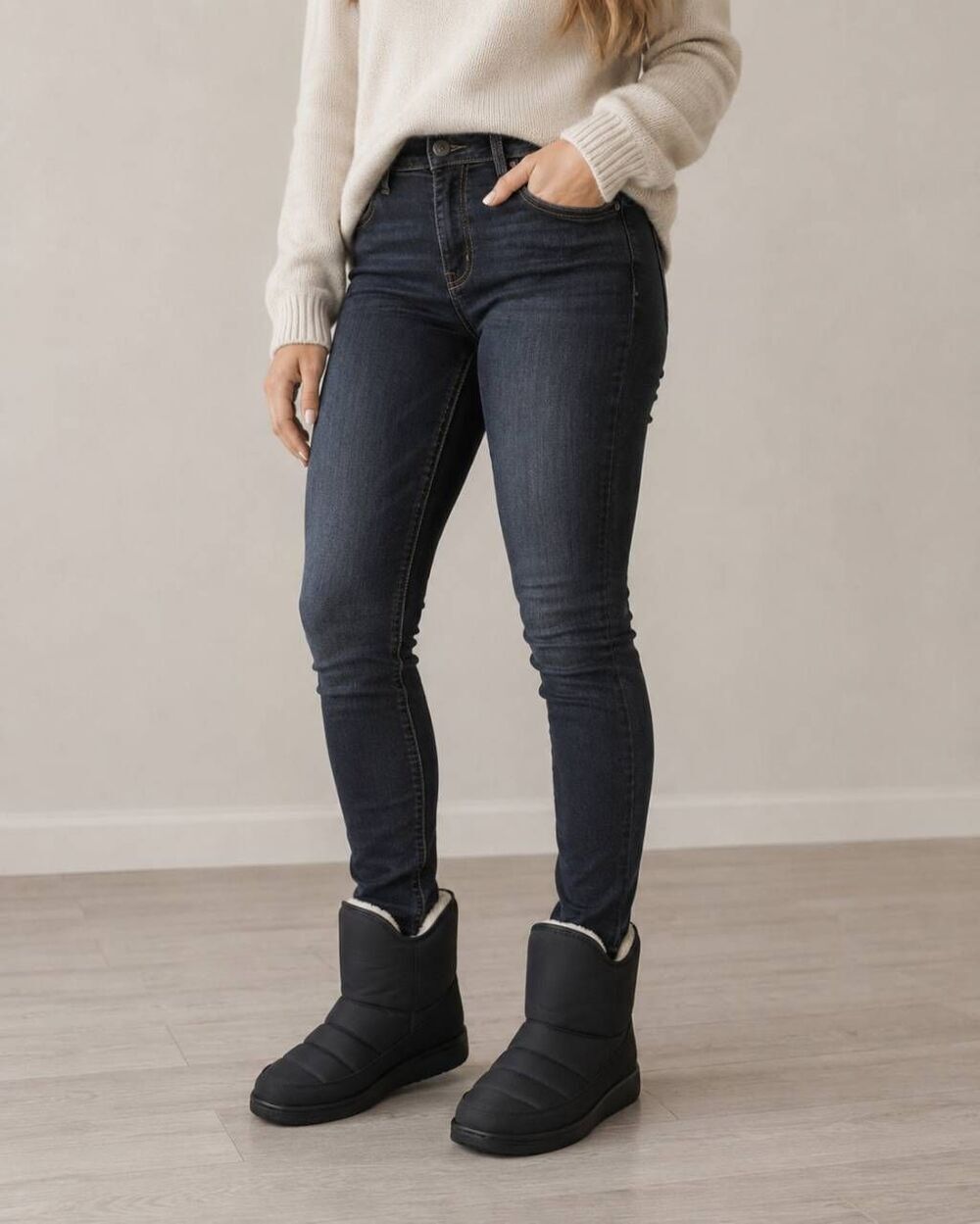 Old Navy Fur-Lined Black Quilted Winter Boots Size 7 Booties